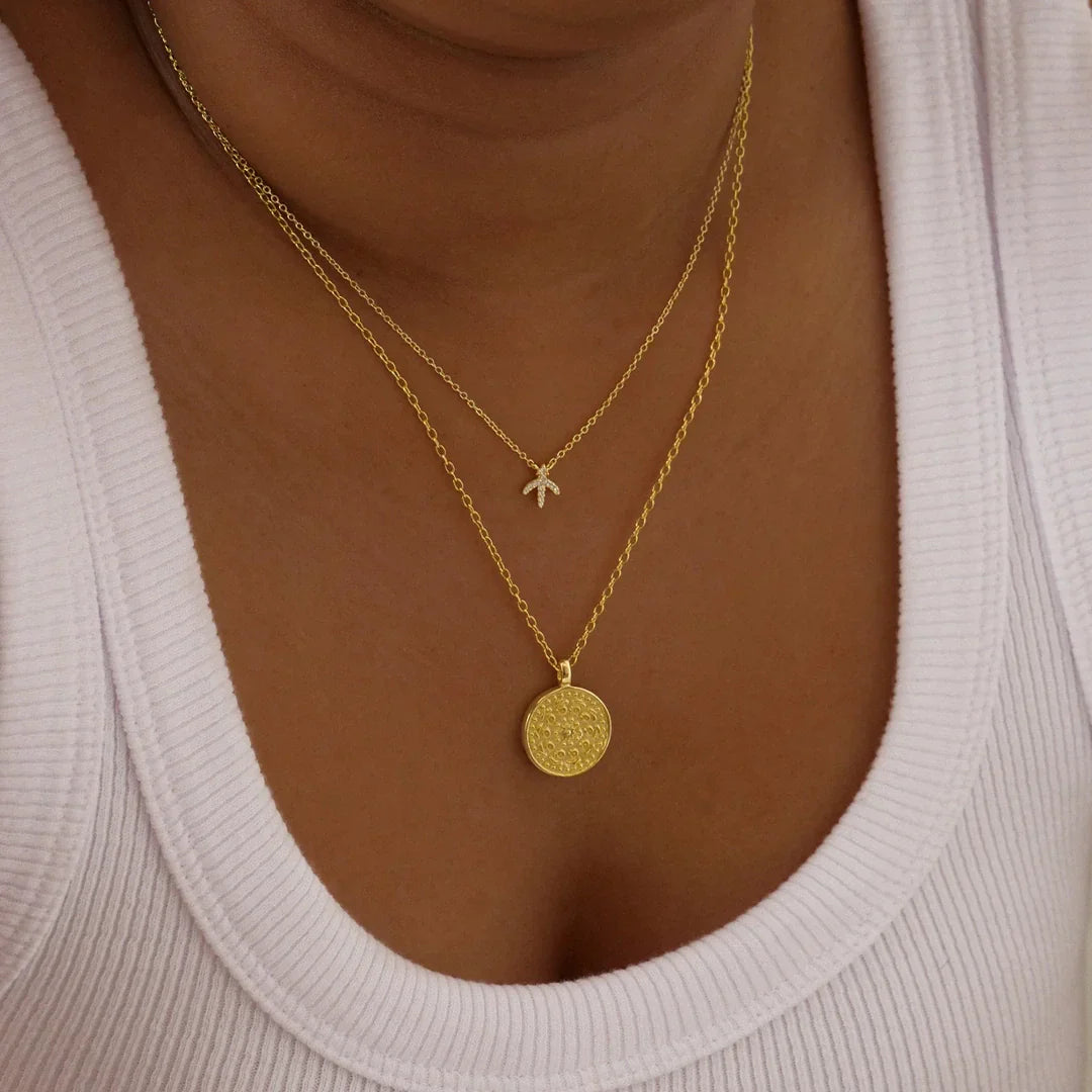 0.07 TCW Round Lab-Grown Diamond Sagittarius Necklace Charm in Gold 3