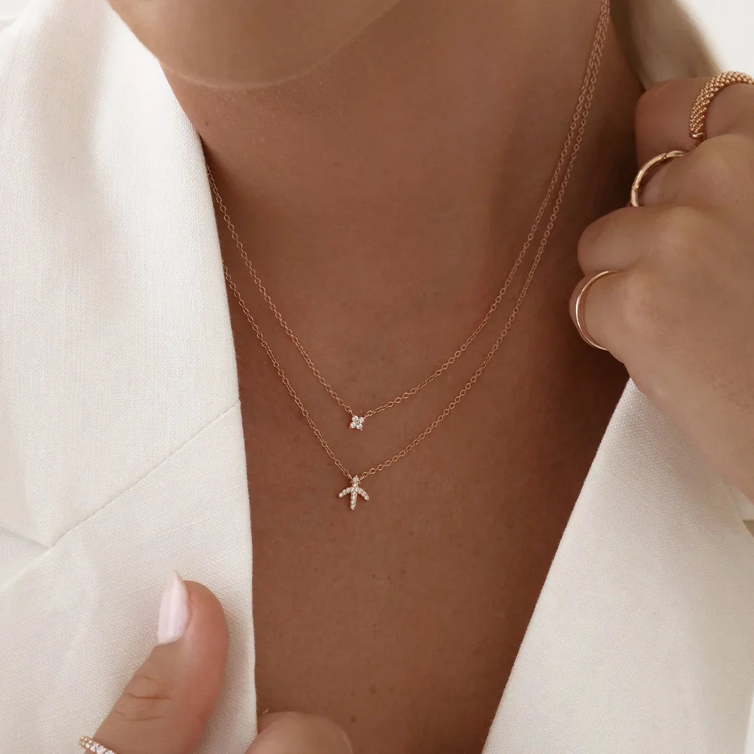 0.07 TCW Round Lab-Grown Diamond Sagittarius Necklace Charm in Gold 8
