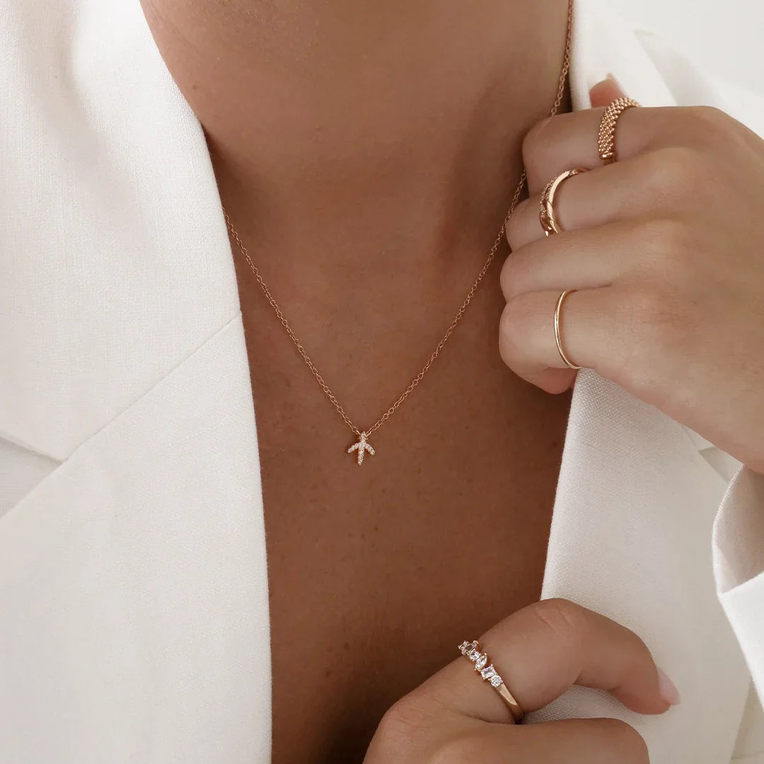 0.07 TCW Round Lab-Grown Diamond Sagittarius Necklace Charm in Gold 7