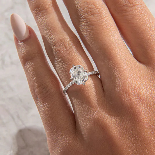Pave-Elongated Cushion Lab Grown Diamond Engagement Ring