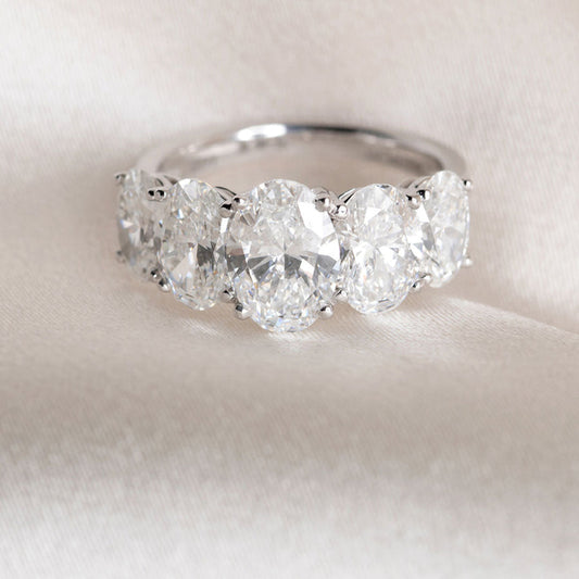 Five Stone-5.0 CT Oval Lab Grown Diamond Engagement Ring