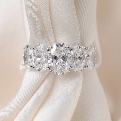 Five Stone-5.0 CT Oval Lab Grown Diamond Engagement Ring
