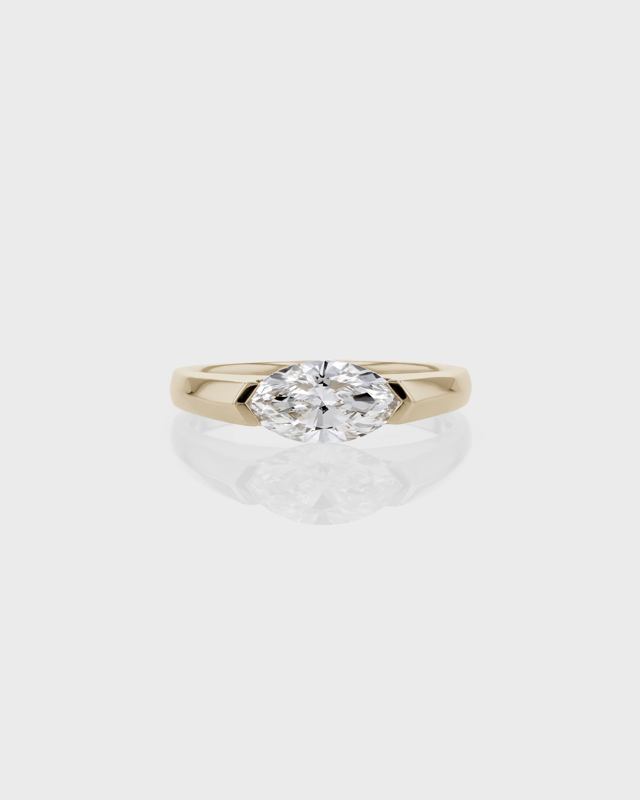 1.0 CT Marquise Lab Grown Diamond Solitaire Engagement Ring in Yellow Gold