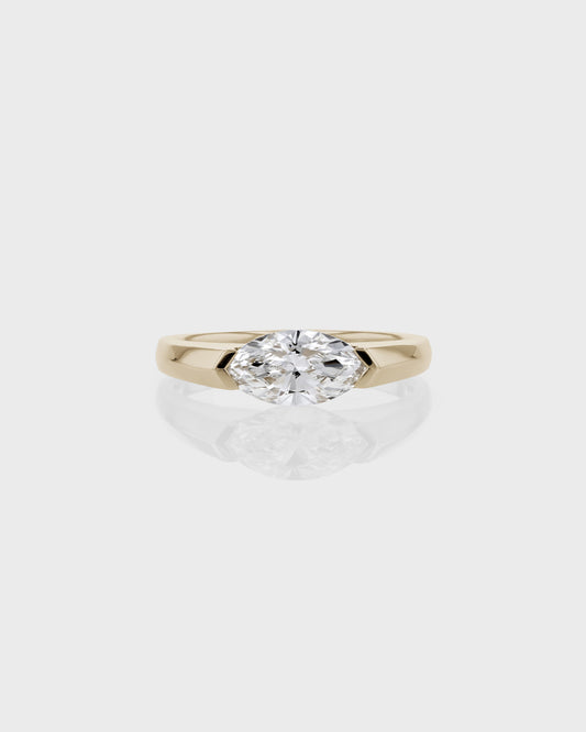 1.0 CT Marquise Lab Grown Diamond Solitaire Engagement Ring in Yellow Gold