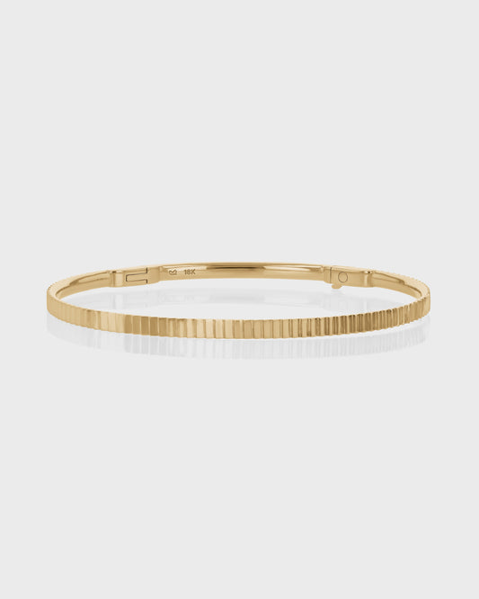 Line Textured Gold Bangle Bracelet