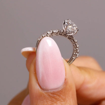 Pave-1.5 CT Pear Lab Grown Diamond Engagement Ring