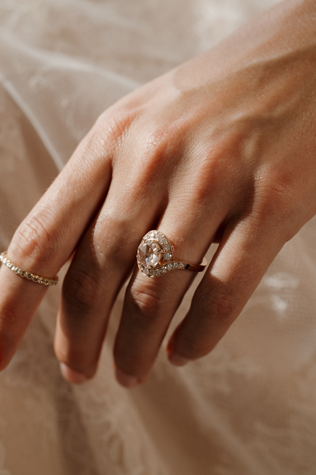 Solitaire Cathedral- 1.8 CT Cushion Lab Grown Diamond Wedding Band