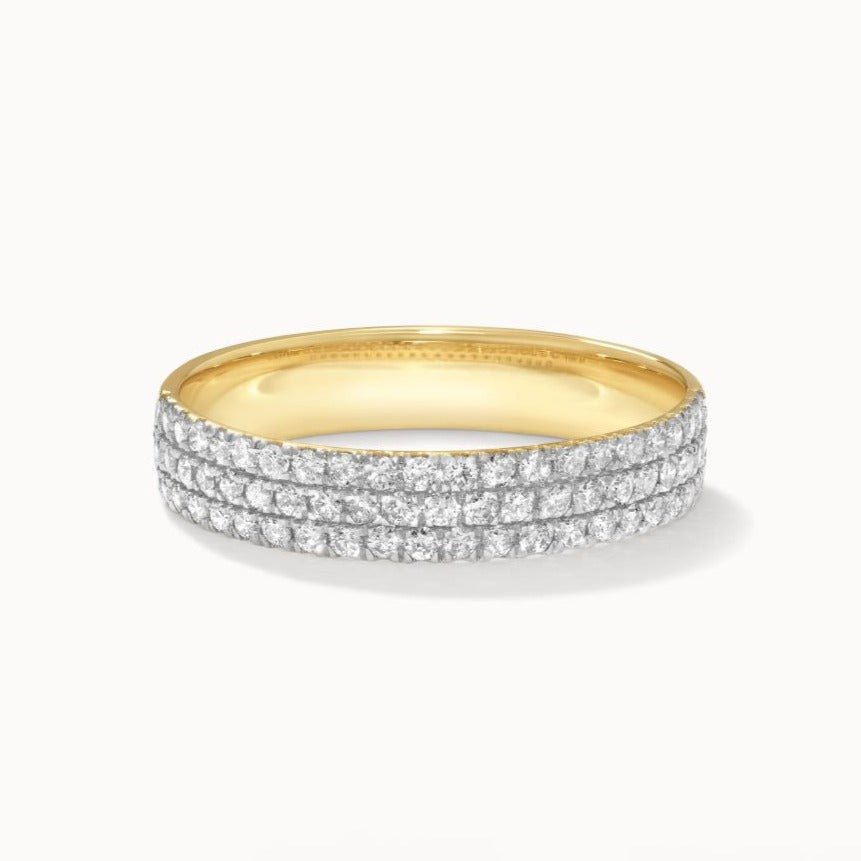 0.43 TCW Round Lab Grown Diamond Triple Row Eternity Wedding Band