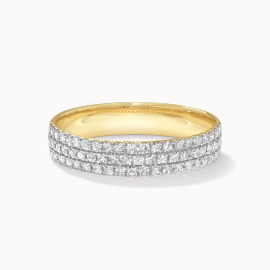 0.43 TCW Round Lab Grown Diamond Triple Row Eternity Wedding Band