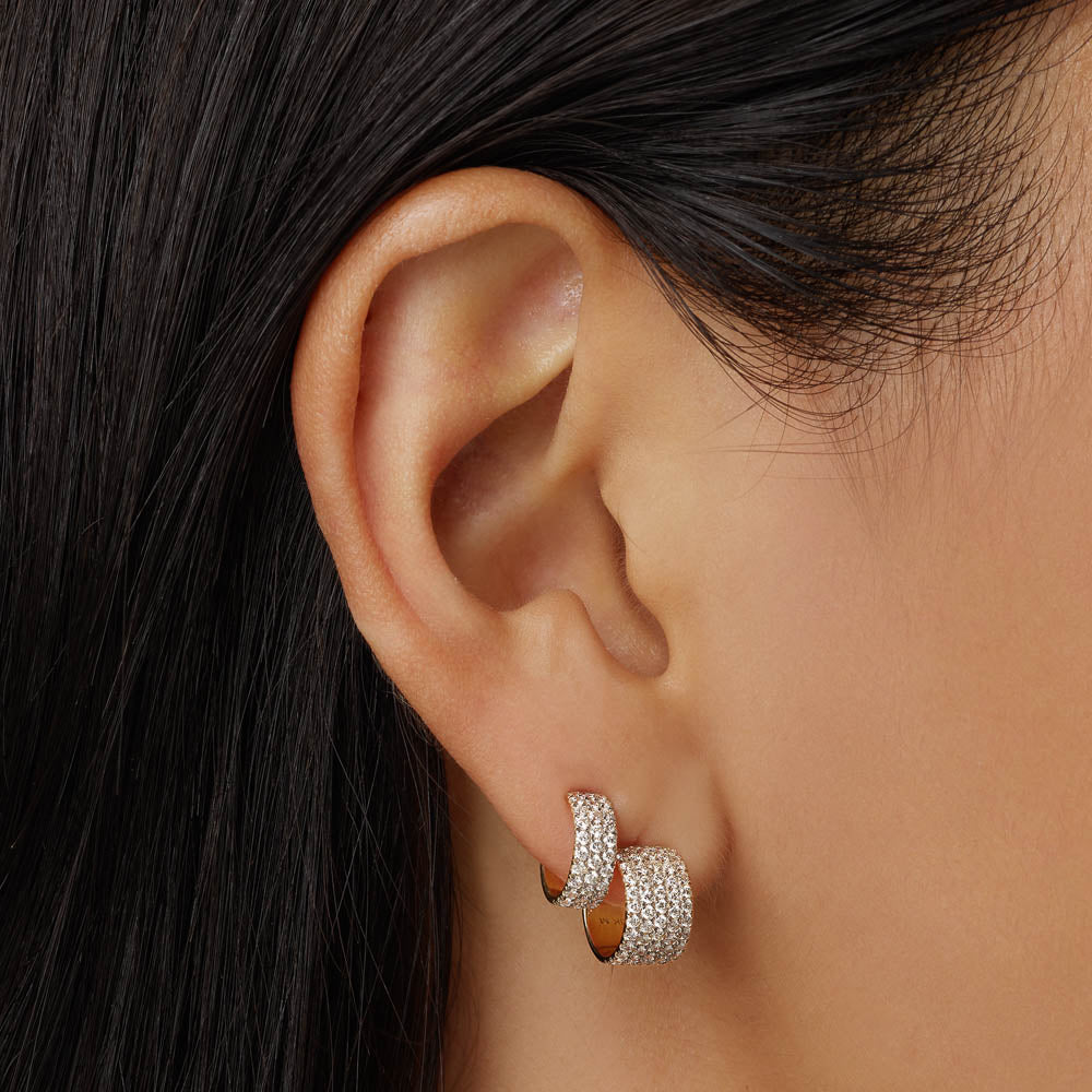 0.43 Carat Round Lab Grown Diamond Half Hoop Earrings 9