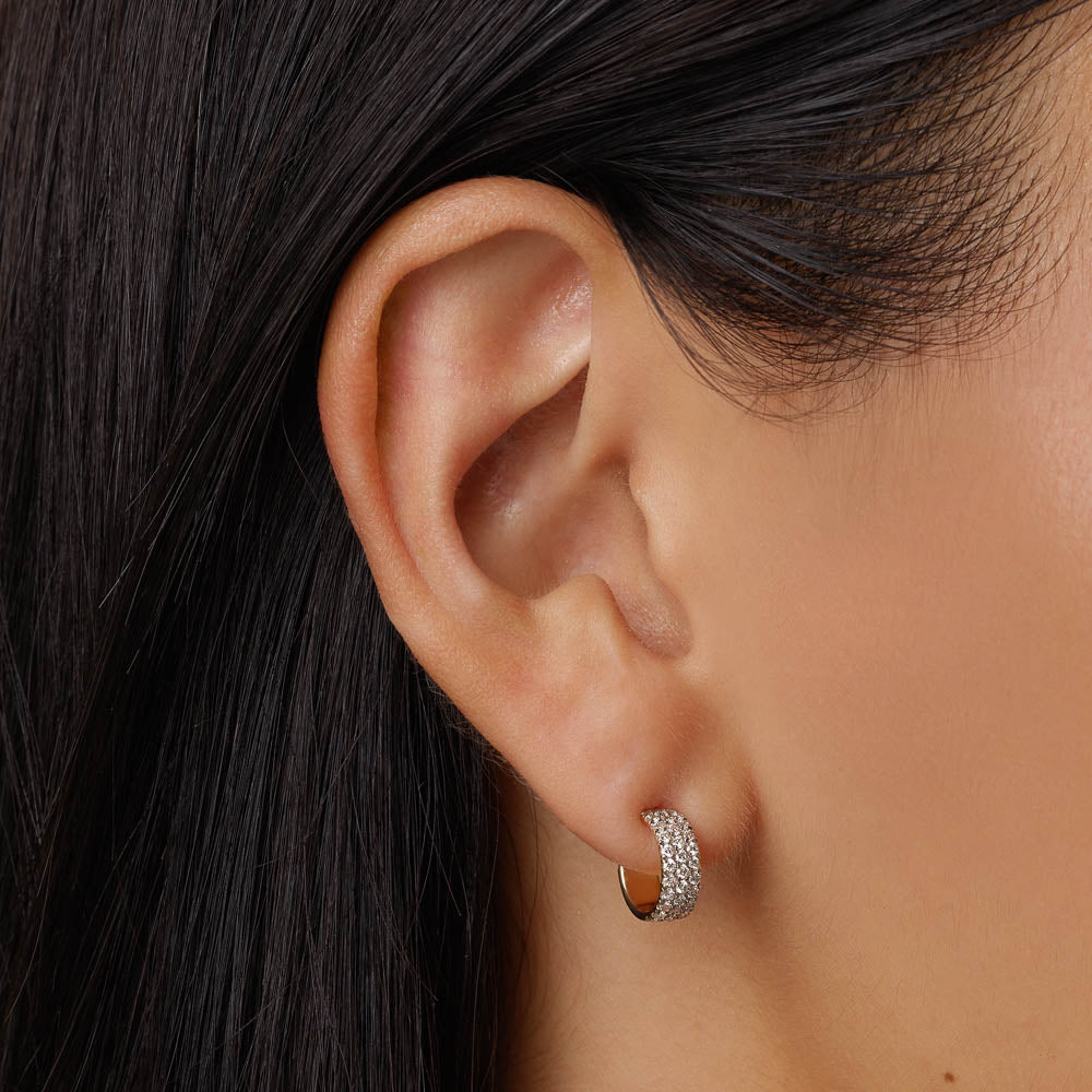 0.43 Carat Round Lab Grown Diamond Half Hoop Earrings 4