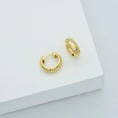 Load image into Gallery viewer, 0.1 Carat Round White Topaz Lab Made  Diamond Gold Hoops
