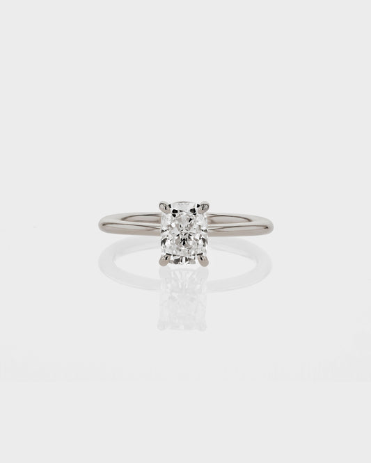 2.0 CT Cushion Lab Grown Diamond Solitaire Engagement Ring in Classic Elegance