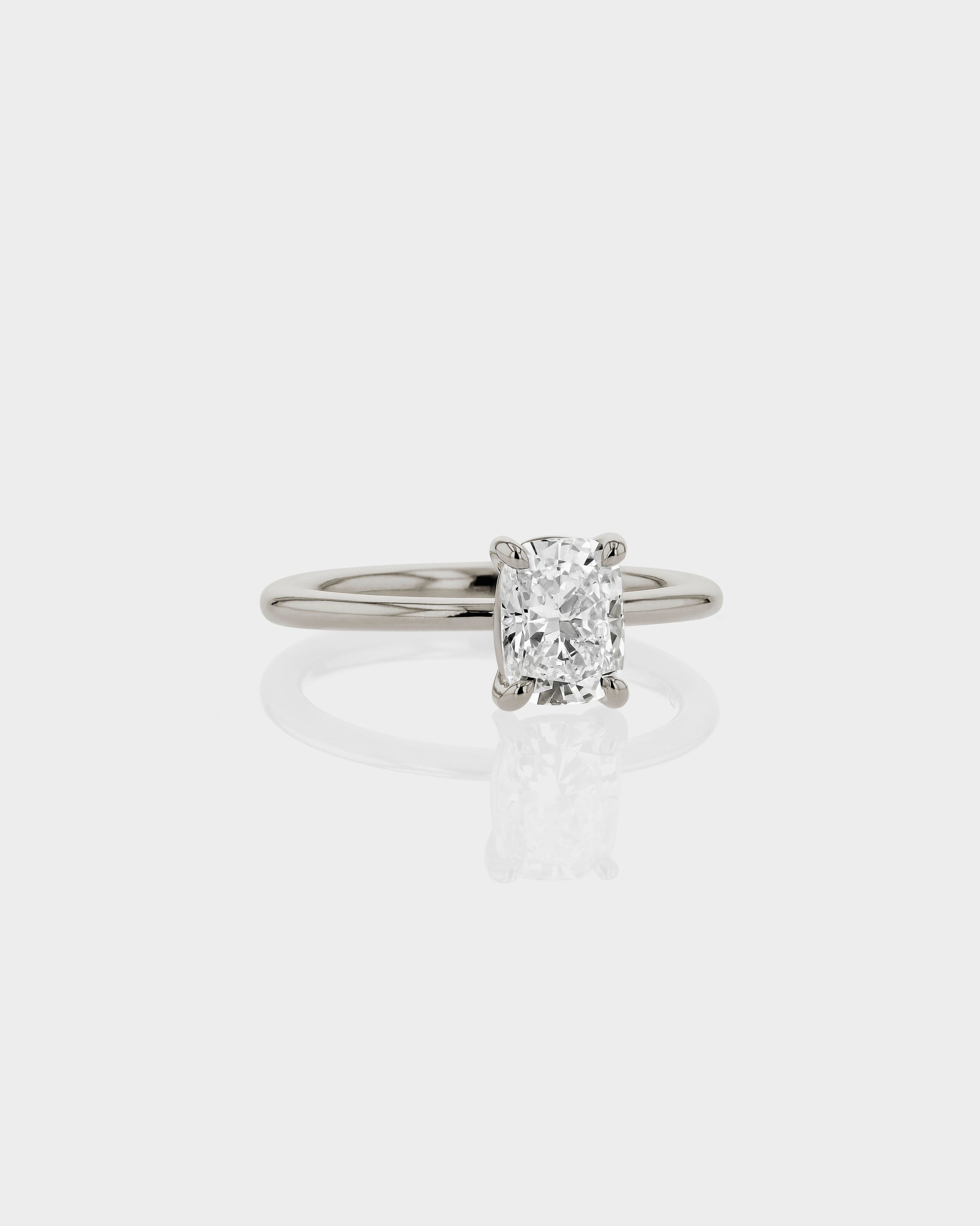 2.0 CT Cushion Lab Grown Diamond Solitaire Engagement Ring in Classic Elegance