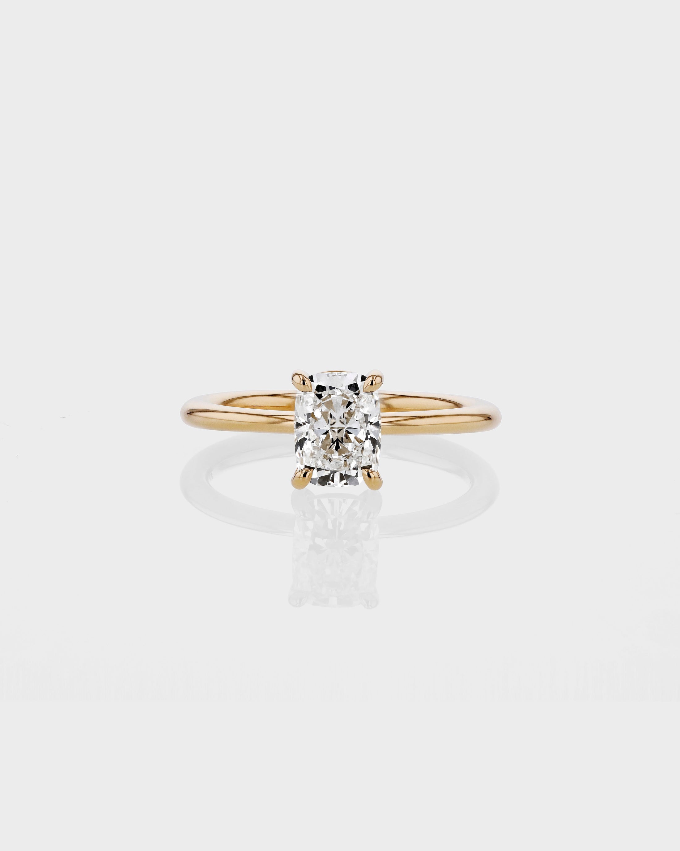 2.0 CT Cushion-Cut Lab Grown Diamond Gold Solitaire Ring