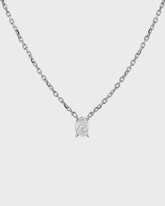 1.0 CT Oval Solitaire Lab-Grown Diamond Necklace - Timeless Elegance in Every Sparkle