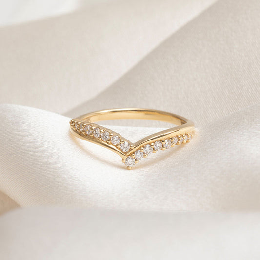 Curved- 0.25 CT Marquise Lab Grown Diamond Wedding Band