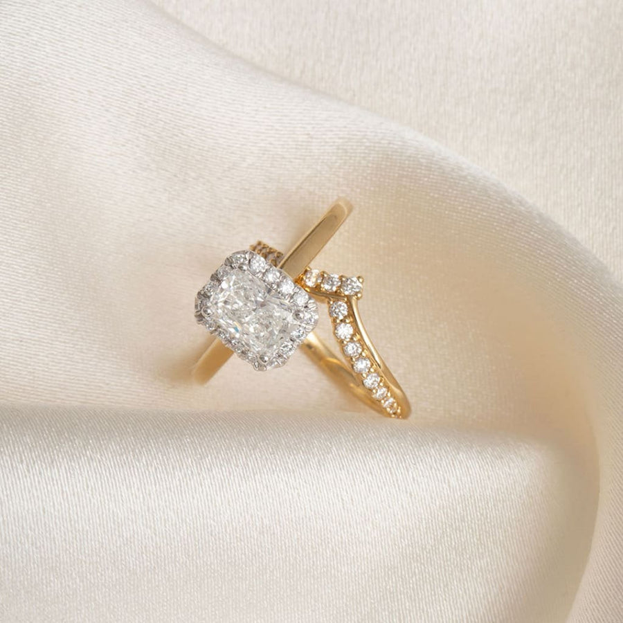 Curved- 0.25 CT Marquise Lab Grown Diamond Wedding Band