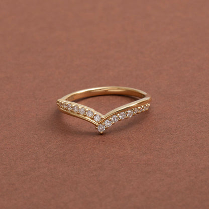 Curved- 0.25 CT Marquise Lab Grown Diamond Wedding Band