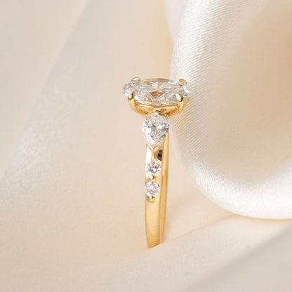 Three Stone & Dainty Pave-2.0 CT Oval Lab Grown Diamond Engagement Ring