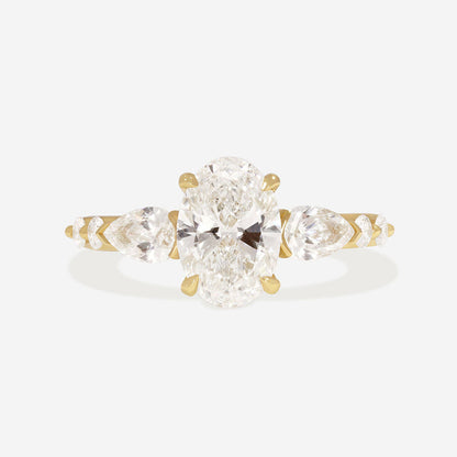 Three Stone & Dainty Pave-2.0 CT Oval Lab Grown Diamond Engagement Ring