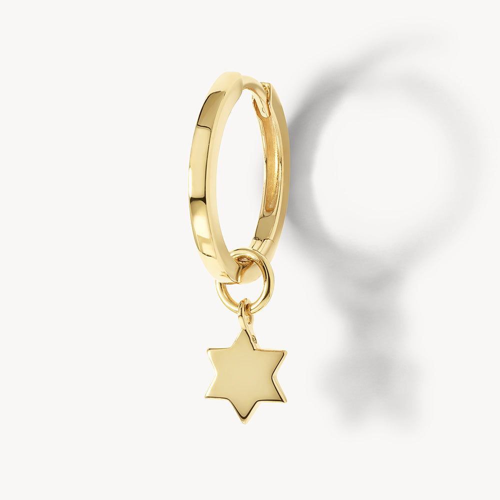 Celestial Gold Star Charm Hoops