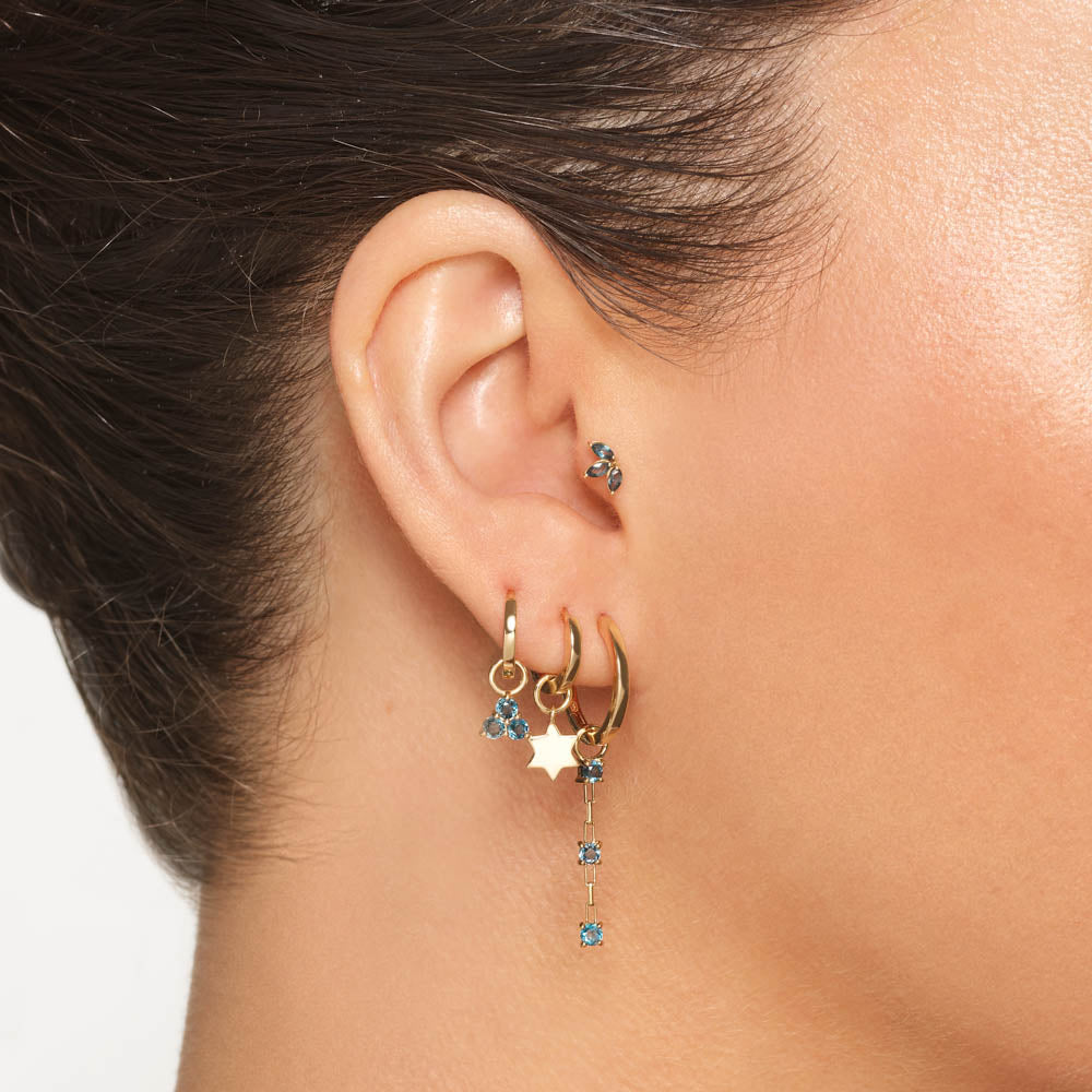 Celestial Gold Star Charm Hoops 7