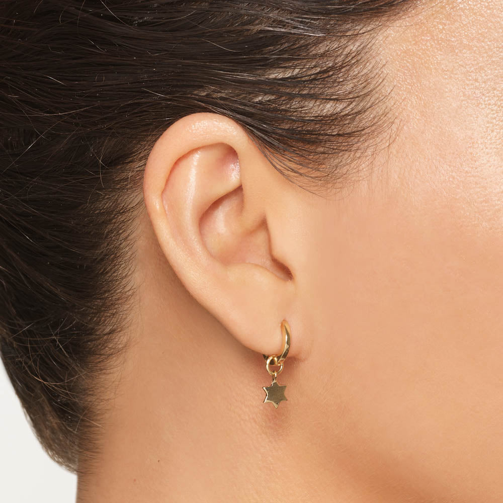 Celestial Gold Star Charm Hoops 5