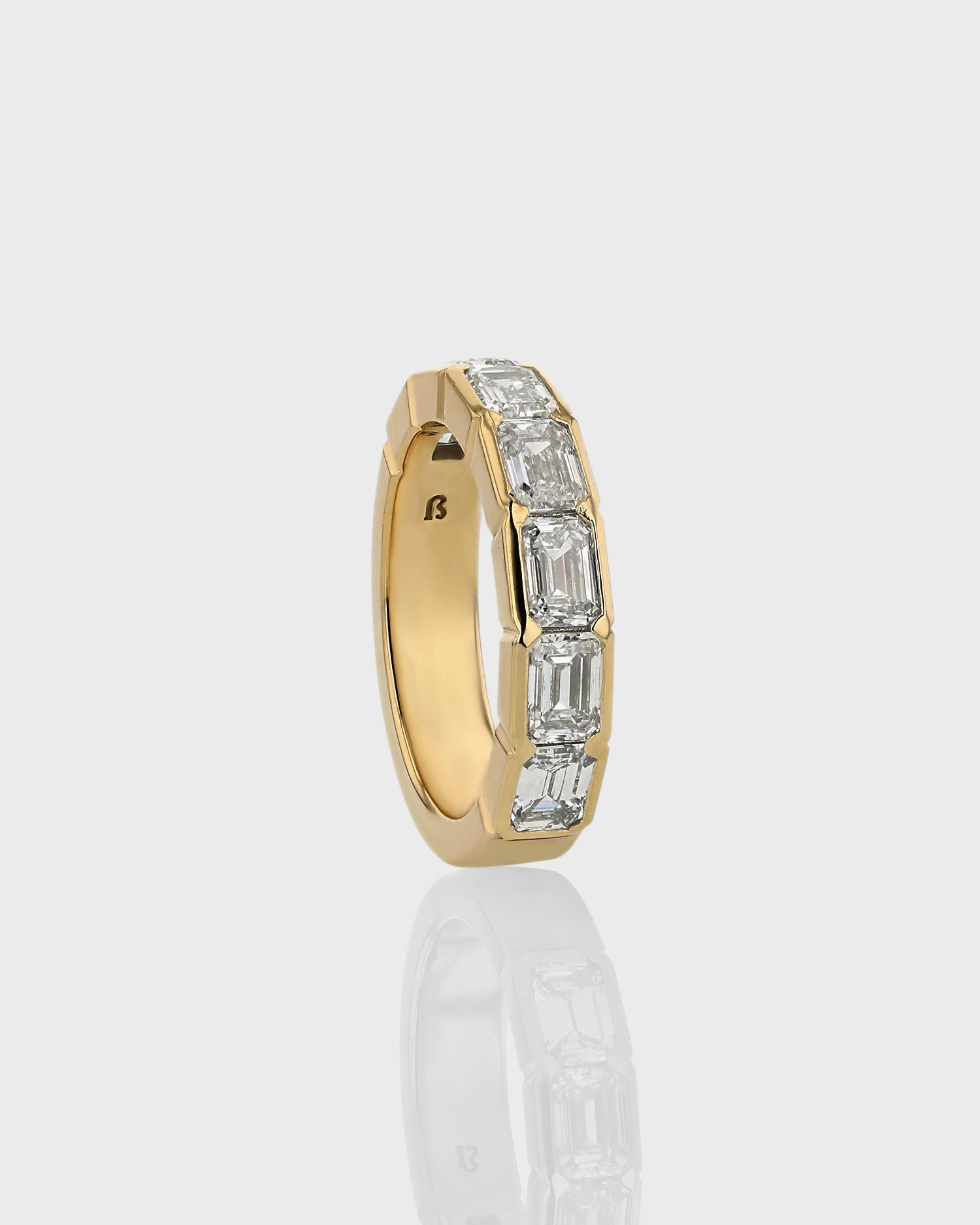 0.50 TCW Emerald Lab Grown Diamond Half Eternity Wedding Ring in Gold 9