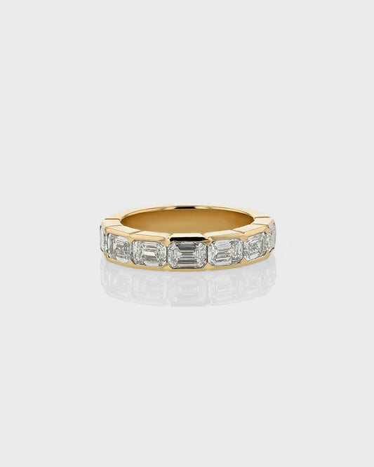 0.50 TCW Emerald Lab Grown Diamond Half Eternity Wedding Ring in Gold