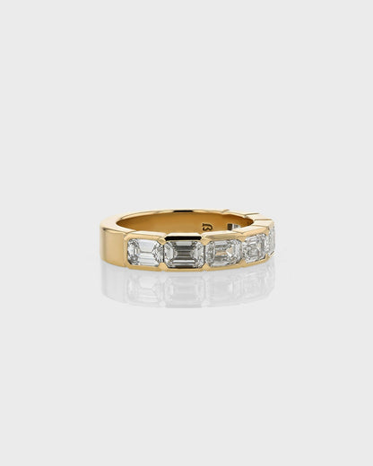 0.50 TCW Emerald Lab Grown Diamond Half Eternity Wedding Ring in Gold 8