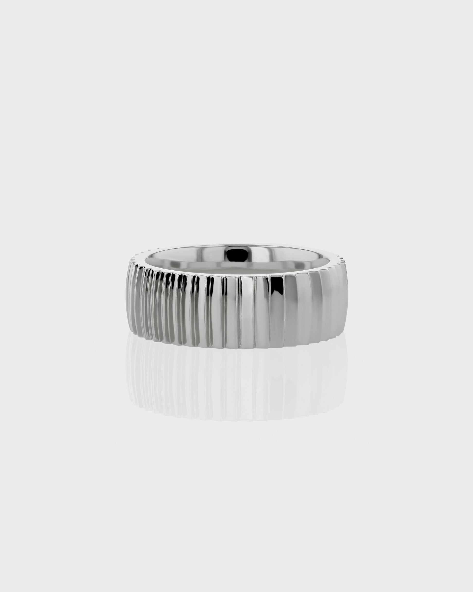 Classic Rugged Simple White Gold Wedding Band 1