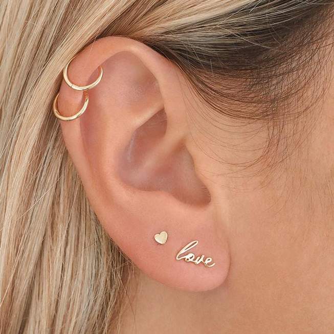 Golden Heart Charm Single Stud Earring 2