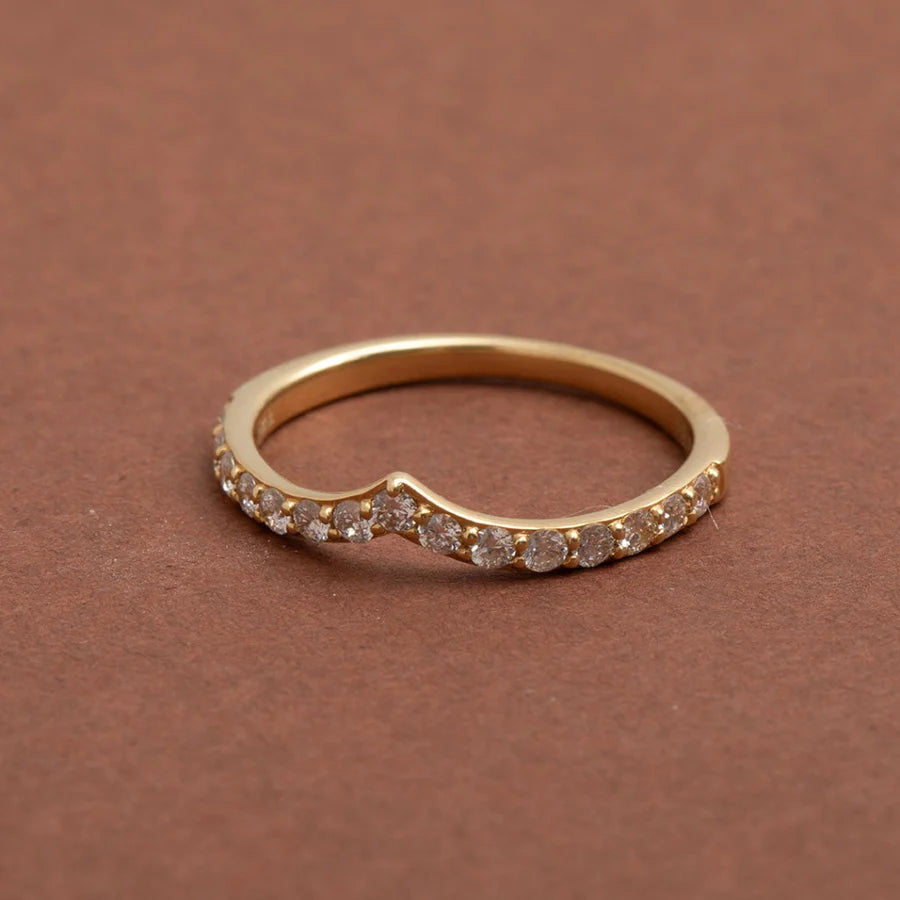 Curved- 0.25 CT Marquise Lab Grown Diamond Wedding Band