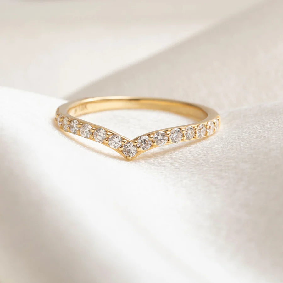 Curved- 0.25 CT Marquise Lab Grown Diamond Wedding Band