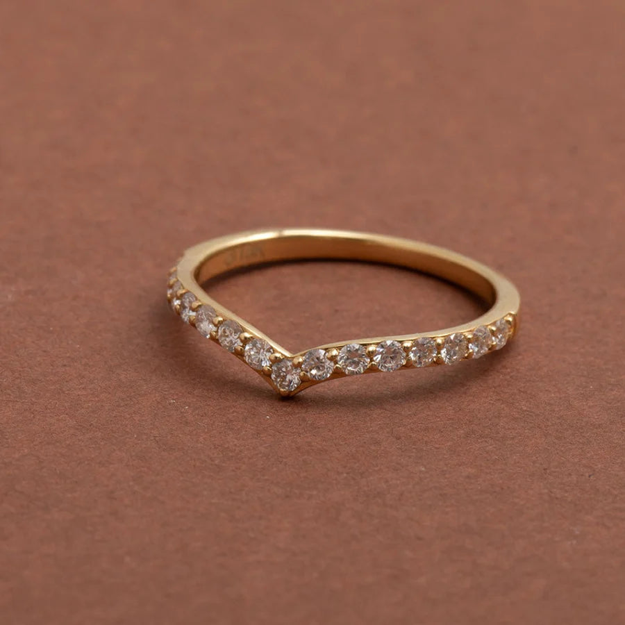 Curved- 0.25 CT Marquise Lab Grown Diamond Wedding Band