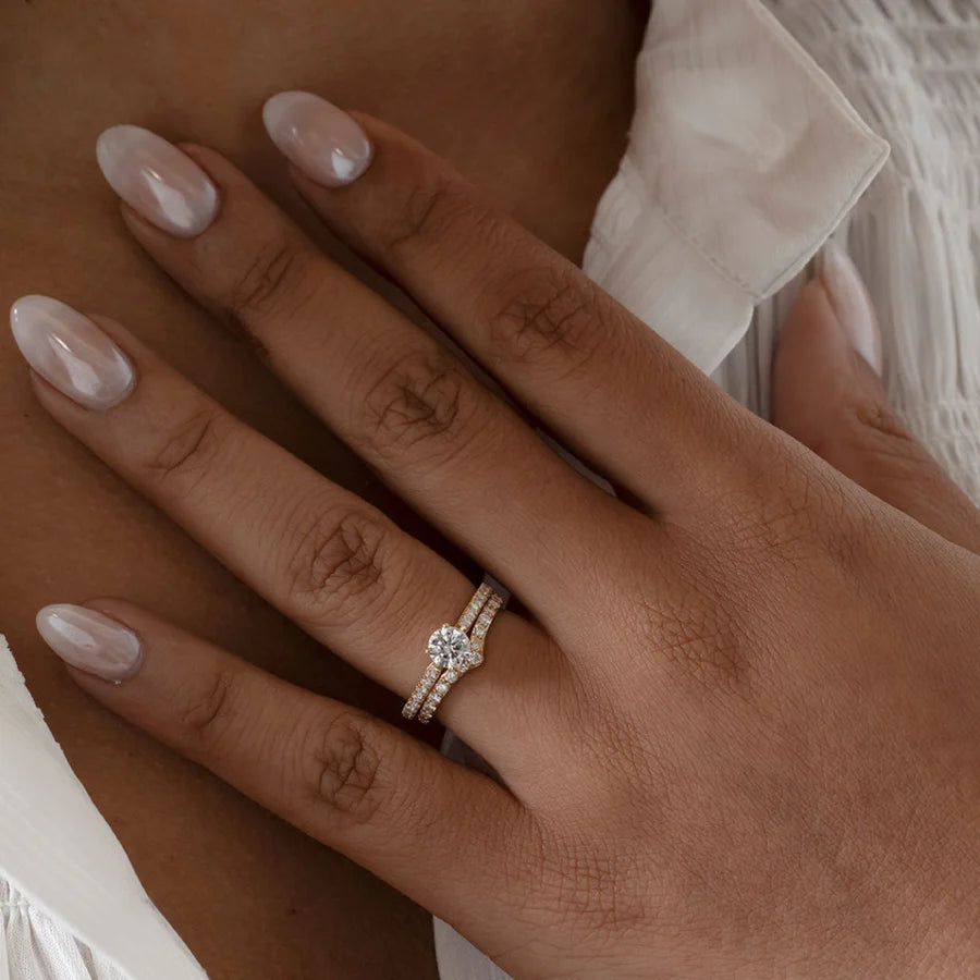 Curved- 0.25 CT Marquise Lab Grown Diamond Wedding Band