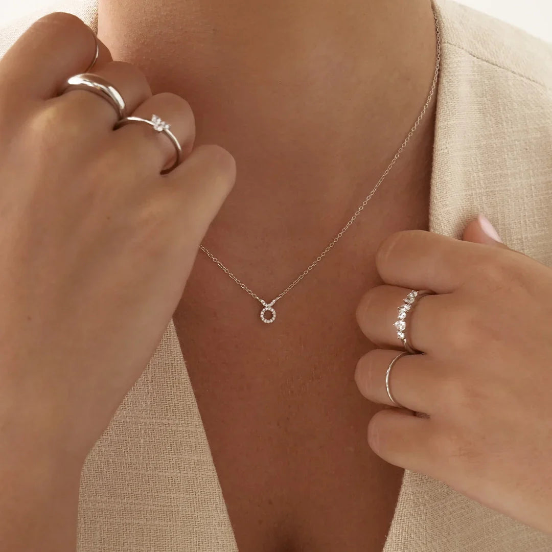 0.6 TCW Round Lab-Grown Necklace Taurus Charm Pendant 5