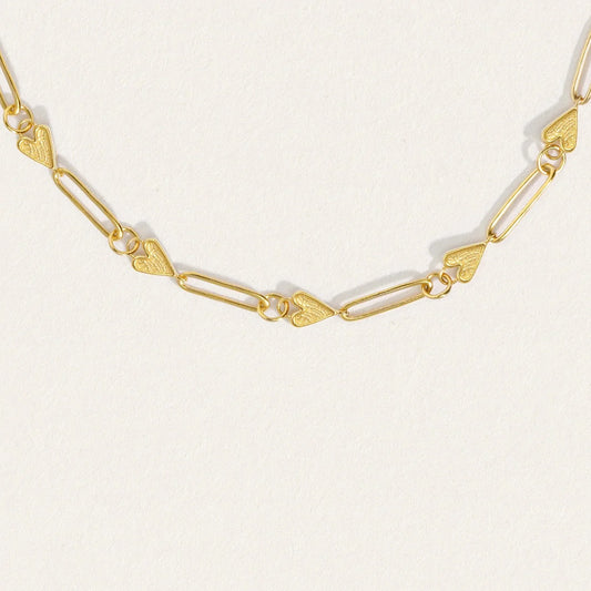 Radiant Heart Link Gold Necklace