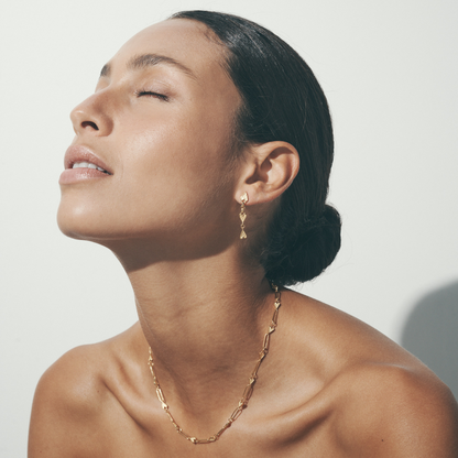 Elegant Heart Chain Gold Drop Earrings 3