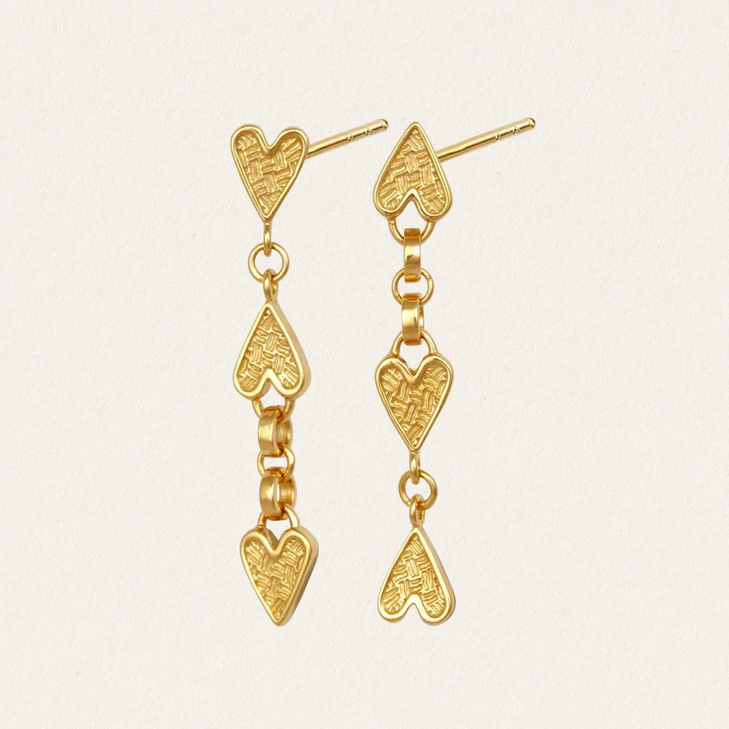 Elegant Heart Chain Gold Drop Earrings 1