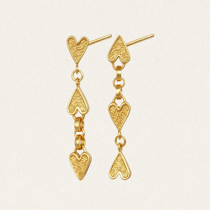 Elegant Heart Chain Gold Drop Earrings 1