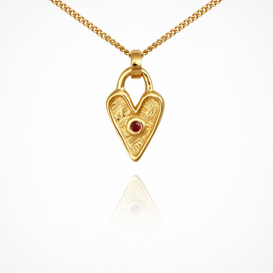 0.1 CT Red Ruby Heart Gold Pendant Necklace