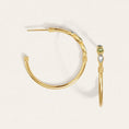 Load image into Gallery viewer, Elegant Pear Shaped Lab Made Diamond Hoops with Topaz Accents
