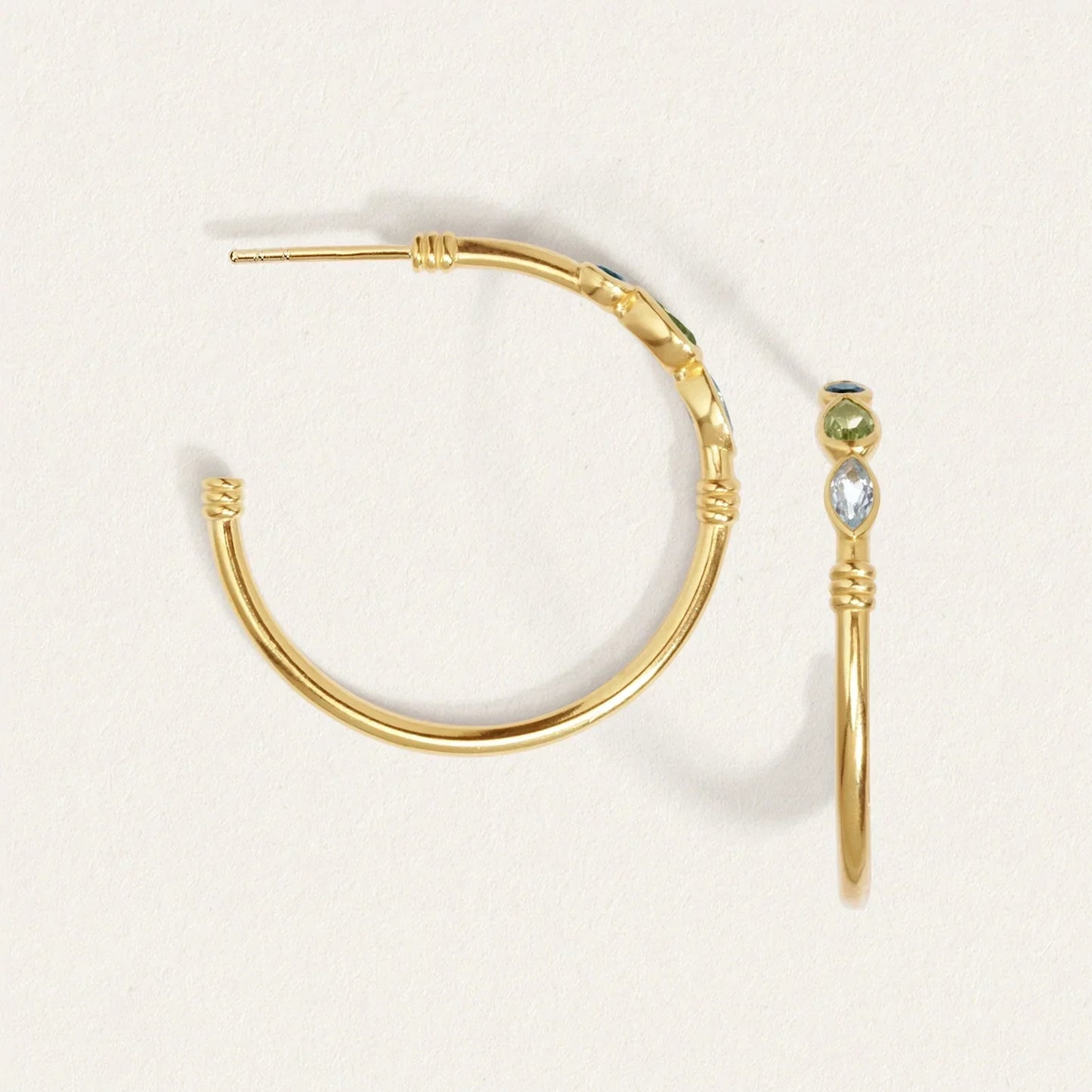 Elegant Pear Shaped Lab Made Diamond Hoops with Topaz Accents 4