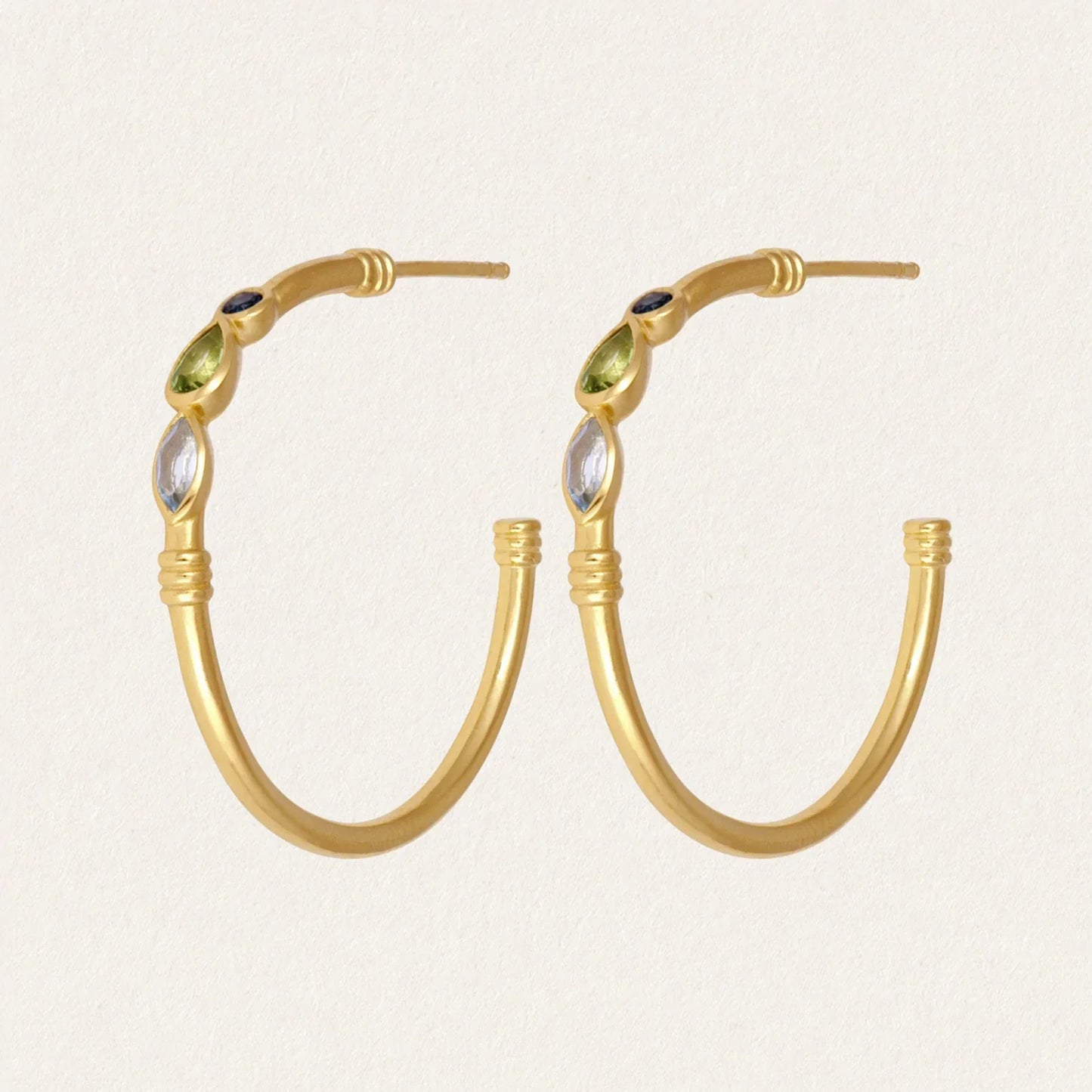 Elegant Pear Shaped Lab Made Diamond Hoops with Topaz Accents 1