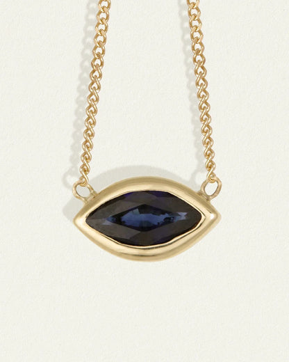 Elegant 1 CT Marquise Cut Sapphire Pendant Necklace in Gold 3