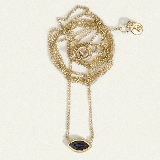 Elegant 1 CT Marquise Cut Sapphire Pendant Necklace in Gold