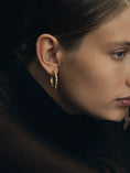 Load image into Gallery viewer, Golden Roman-Inspired Scalloped Hoop Earrings
