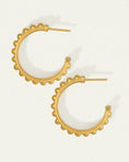 Load image into Gallery viewer, Golden Roman-Inspired Scalloped Hoop Earrings
